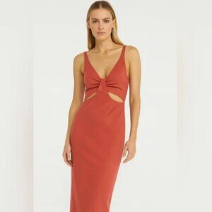 Abercrombie & Fitch | Silm Cutout Midi Dress Rust Orange Red	| Size Medium